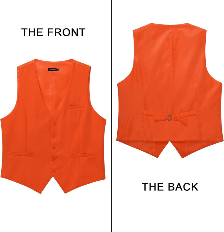 HISDERN Herren Formale Hochzeit Party Weste Baumwolle Einfarbig Weste S Z1 - Orange, S Z1 - Orange