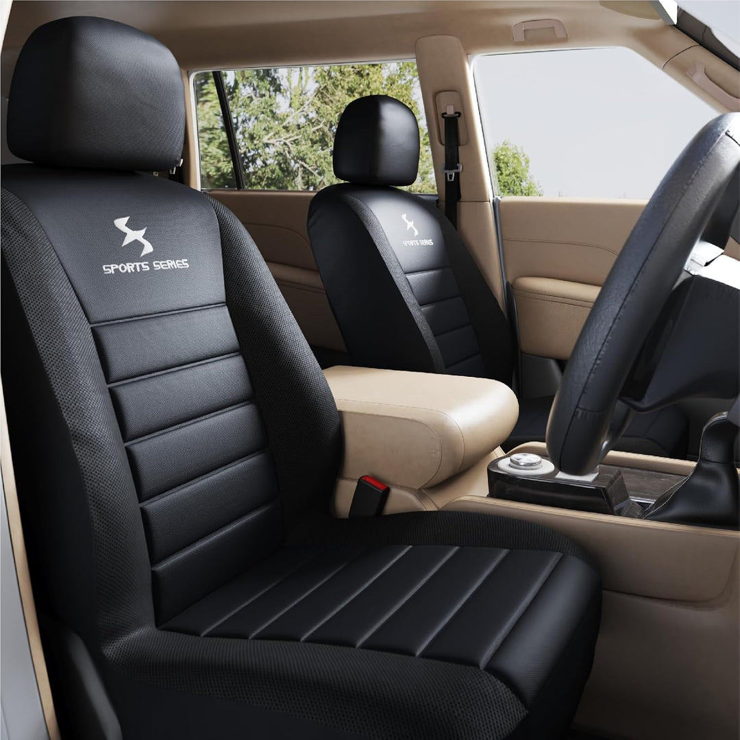 WOLTU 2er Sitzbezüge Auto Einzelsitzbezug universal Grösse, Komplettset, schwarz, schwarz