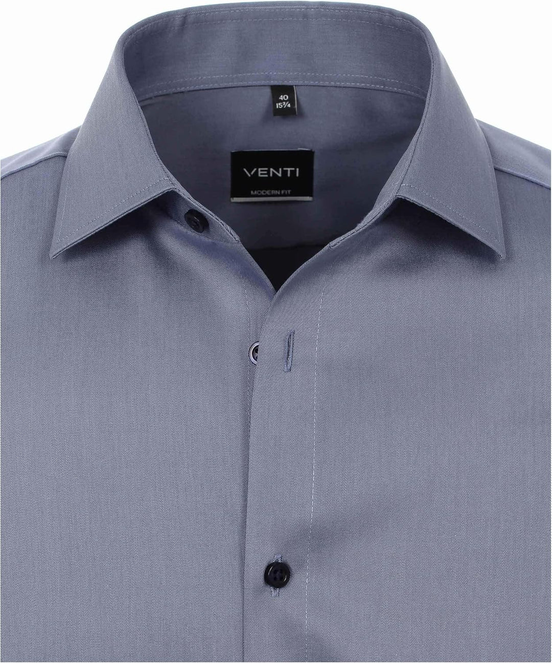 Venti Herren Twill Hemd unifarben extra Langer Arm 72cm Modern Fit 40 Graues Dunkelblau, 40 Graues D