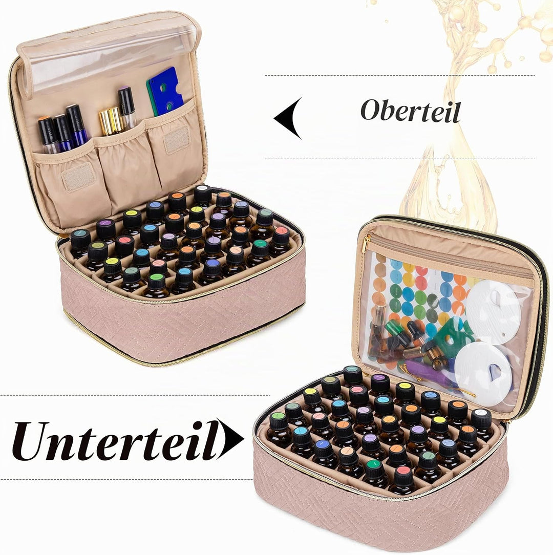 Luxja Ätherische Öl Tasche, Doppelschicht Aufbewahrungstasche für Öle und Zubehör, Öl Tasche für 60