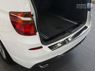 Avisa Schwarz Edelstahl Heckstossstangenschutz kompatibel mit BMW X3 F25 Facelift 2014-2017 'Ribs'