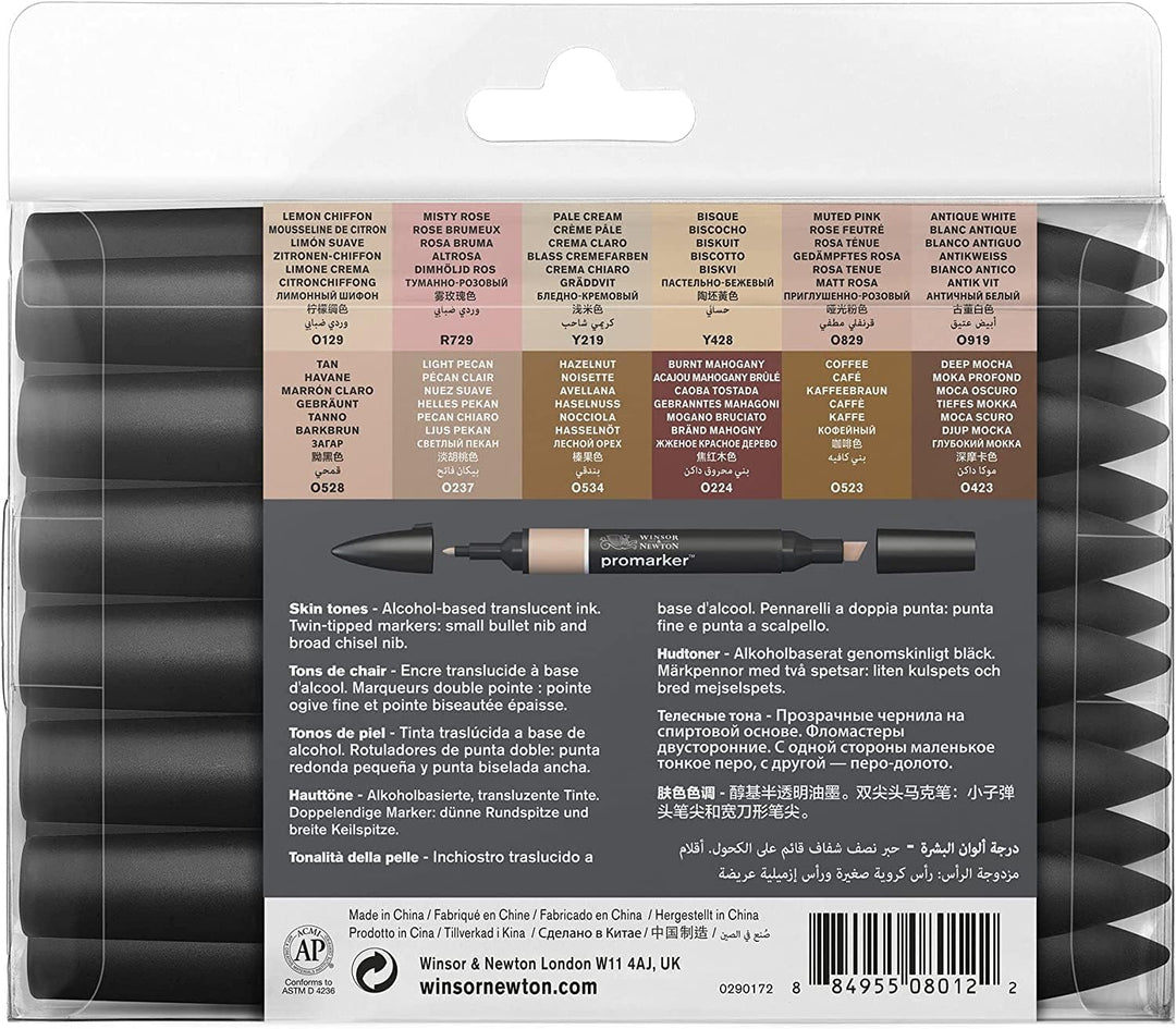 Winsor &amp; Newton 0290172 ProMarker Professioneller Layoutmarker - 2 Spitzen, fein &amp; breit für Zeichnu