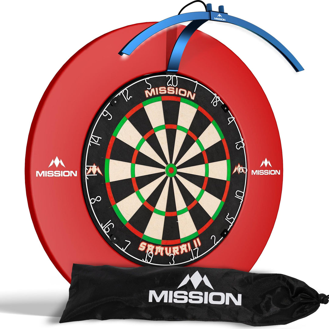 Mission Darts TOR100 Torus 100 | Dartscheibe LED klappbar tragbar Dartscheibe Reise Beleuchtungssyst
