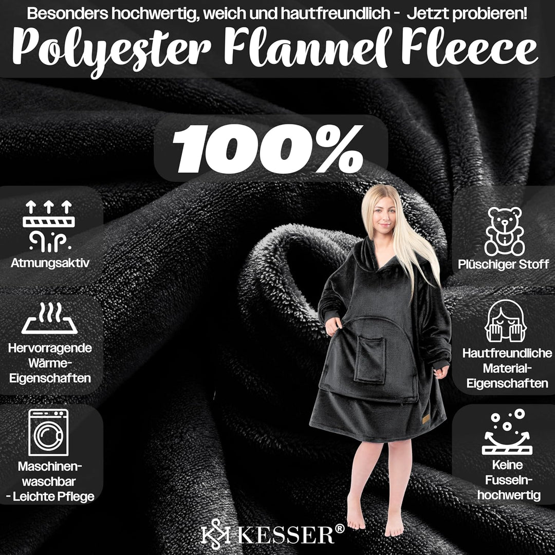 KESSER® Hoodie Decke Kuscheldecke mit Ärmeln Deckenpullover Vielseitig Tragbare Decke zum Anziehen f