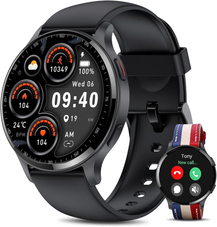 HOAIYO Smartwatch Herren Damen mit Telefonfunktion, 1.5" Fitnessuhr Armbanduhren Sportuhr mit Pulsme