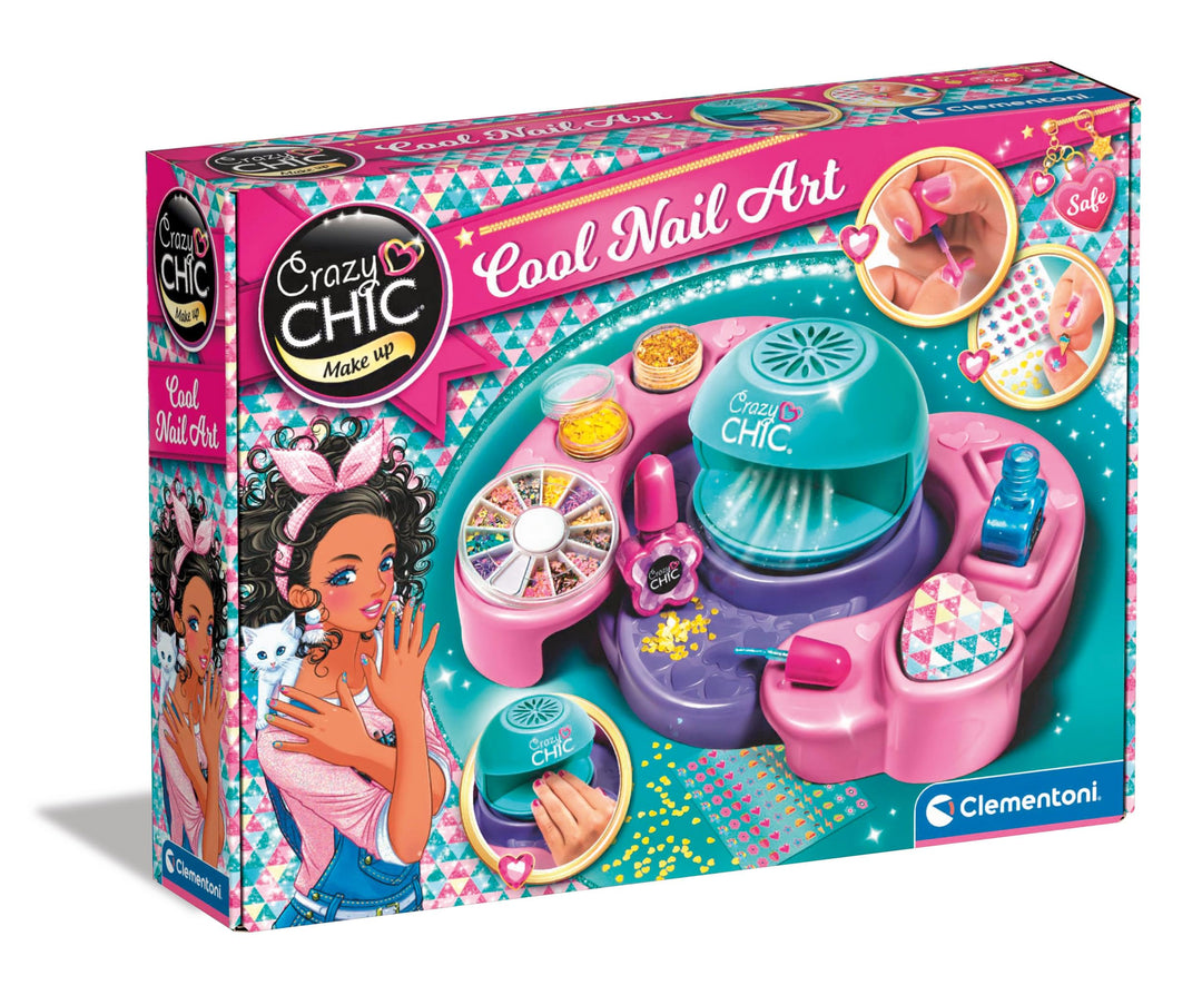 Clementoni Crazy Chic Cool Nail Art - DIY Nageldesign-Set für Kinder ab 6 Jahren - Kreativ-Spielzeug