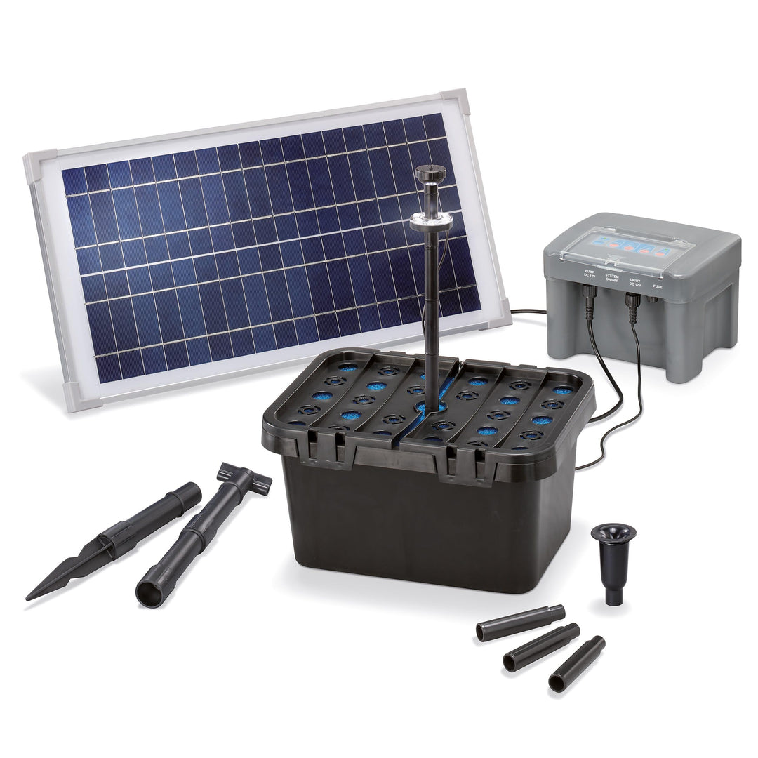 Solar Teichfilter Set Profi bis 1.000 l Teich - 500 l/h Förderleistung 15 Watt Solarmodul - neuester