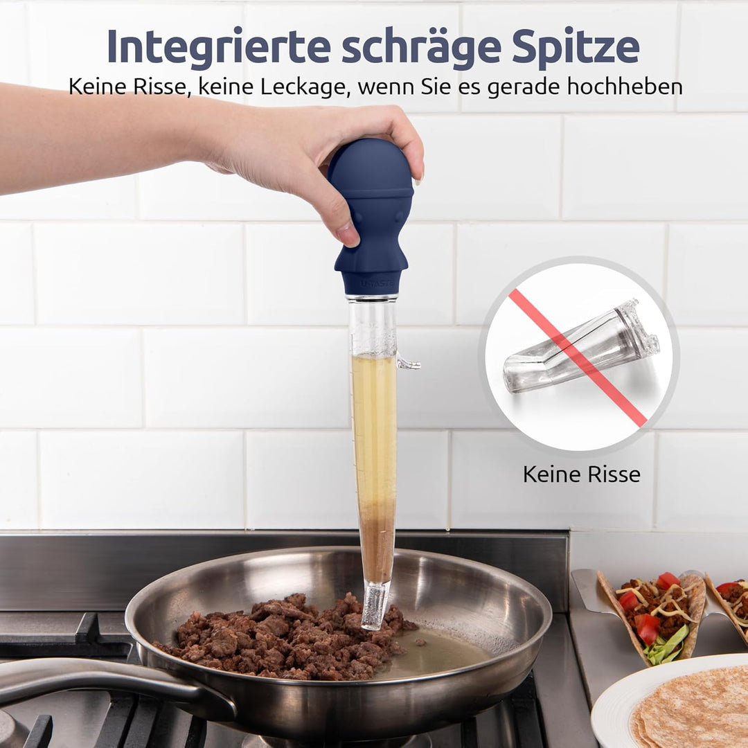 U-Taste 109℃ Hitzebeständige Grosse Abgewinkelte Bratenspritze Tritan Putenfleisch-Fettpipette mit S
