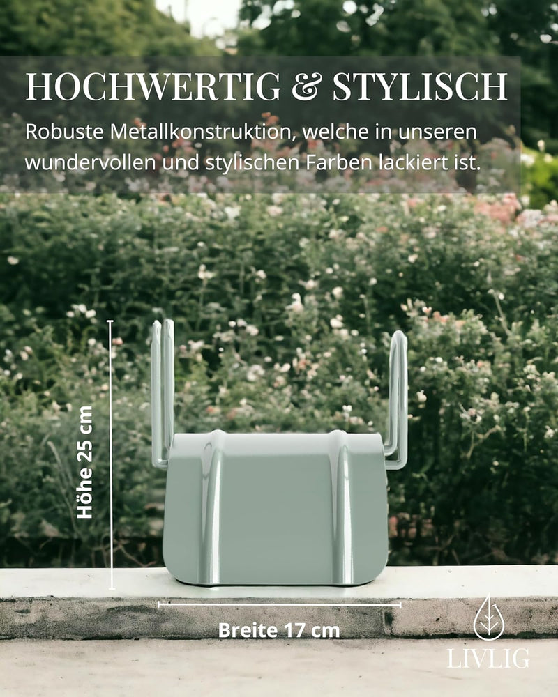 Livlig53 Gartenschlauch Halterung für 1/2 Zoll Schläuche bis 30m aus verzinktem Stahl, Wandhalterung