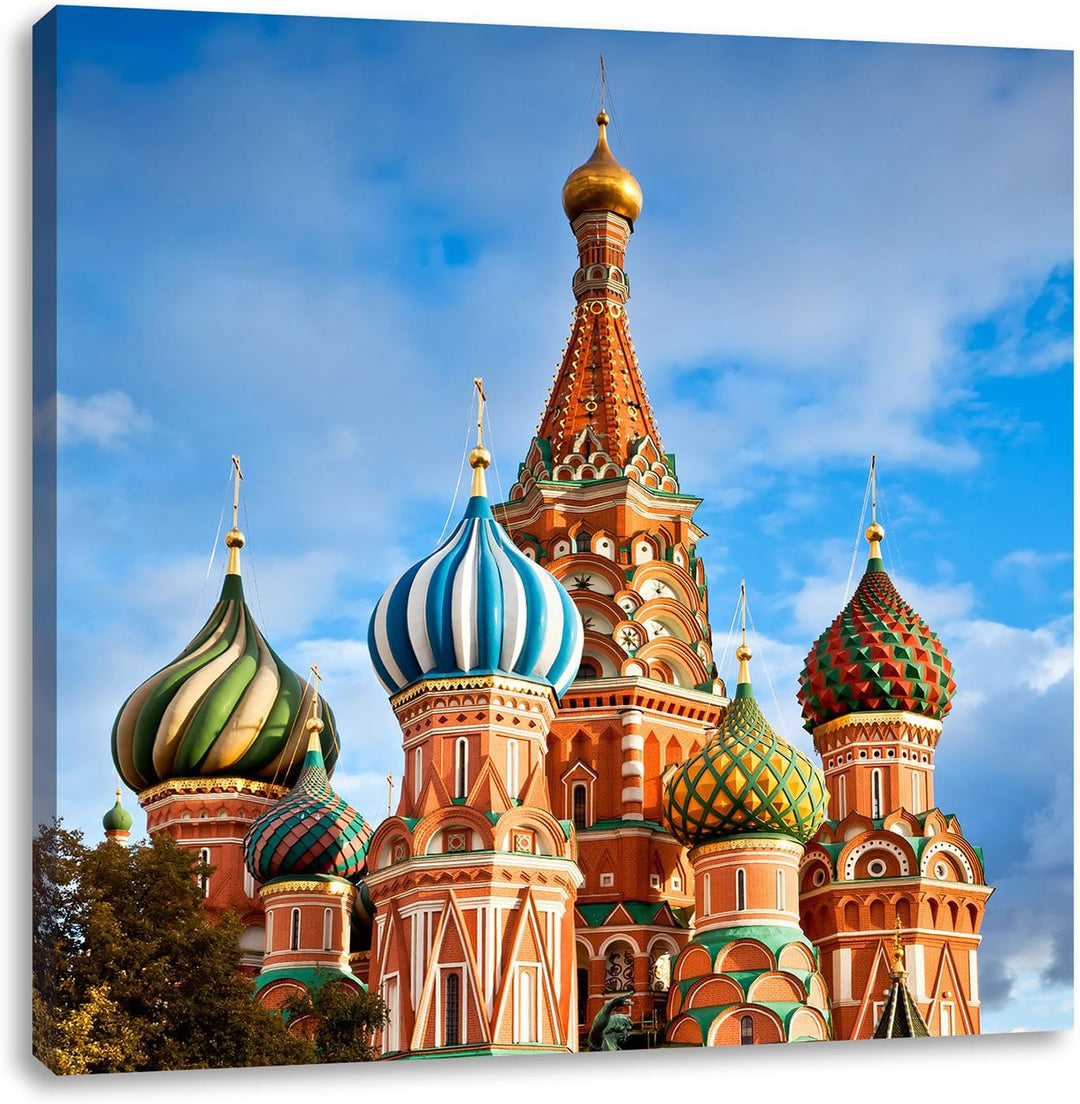 Pixxprint St. Basilius Kathedrale in Moskau, Format: 70x70 auf Leinwand, 70x70