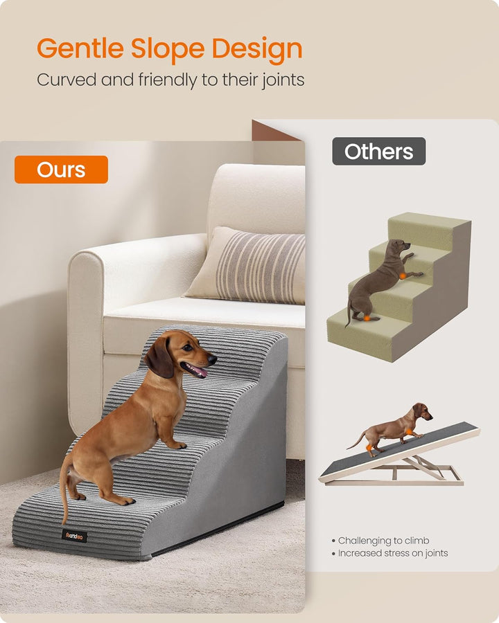 Feandrea Hundetreppe, 4 Stufen, Haustiertreppe, für kleine Hunde, Bett, Sofa, wasserdichte Katzentre