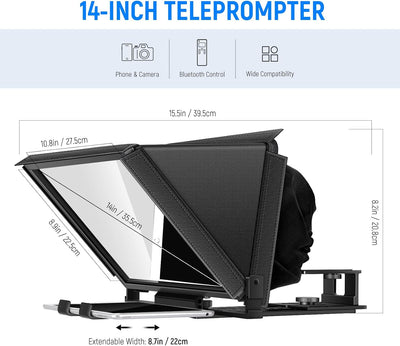 NEEWER X12 Teleprompter aus Aluminiumlegierung mit RT-110-Fernbedienung und App-Steuerung,kompatibel