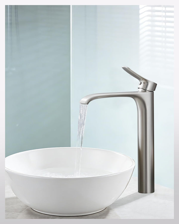 Gebürstichtes Nickel Wasserhahn Bad Waschtischarmatur Wasserfall Einhebel-Mischbatterie Badarmatur W