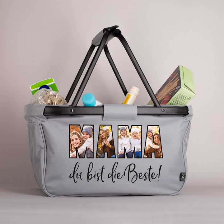 Herz & Heim® Einkaufskorb personalisiert/faltbar/modernes Design/Geschenk-Idee für Jedermann (Fotos