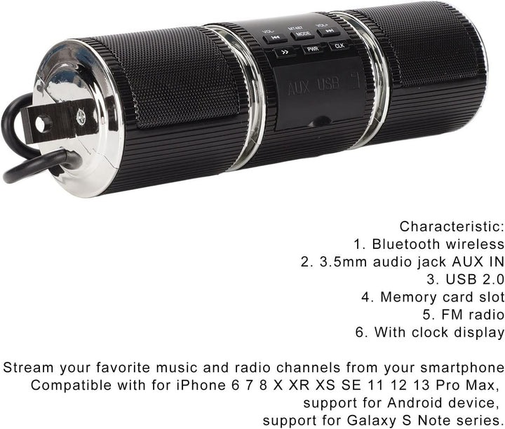Motorrad-Audiosysteme, Motorrad-Bluetooth-Lautsprechersystem, Kabelloses IP54-wasserdichtes DC12V-Au