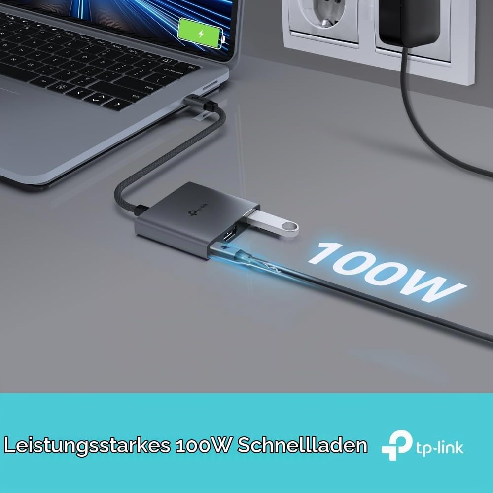 TP-Link UH3020C USB C Hub PD100W, 4K 60Hz HDMI, 5Gbps USB-A 3.0, Plug &amp; Play, Kompatibel mit Mac OS,