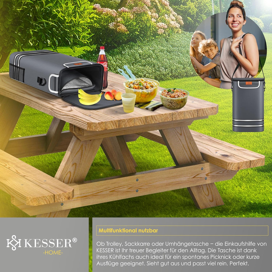 KESSER® Einkaufstrolley klappbar mit 56L Kapazität und belastbar bis 50kg | 3in1 Trolley Sackkarre &amp;