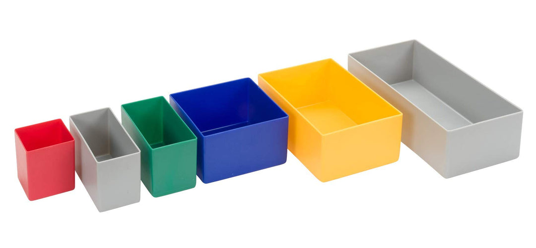 1a-TopStore 25 Stück Einsatzkasten Serie E63, Farben und Grössen sortiert, 5 Farben u. 4 Grössen, au