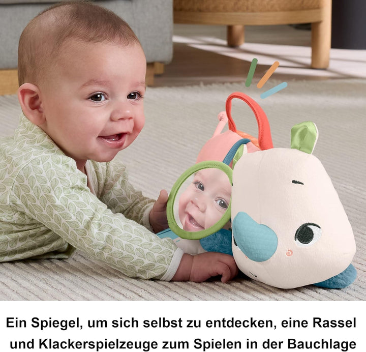 Fisher-Price Spielzeug für Neugeborene Planet Friends Neugieriges Bauchlage-Nashorn Plüschtier mit s