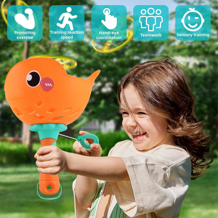 Flying Disc Launcher, 2er-Pack Outdoor Spielzeug Kinder Enthält 32 Fliegende Untertassen, Propeller