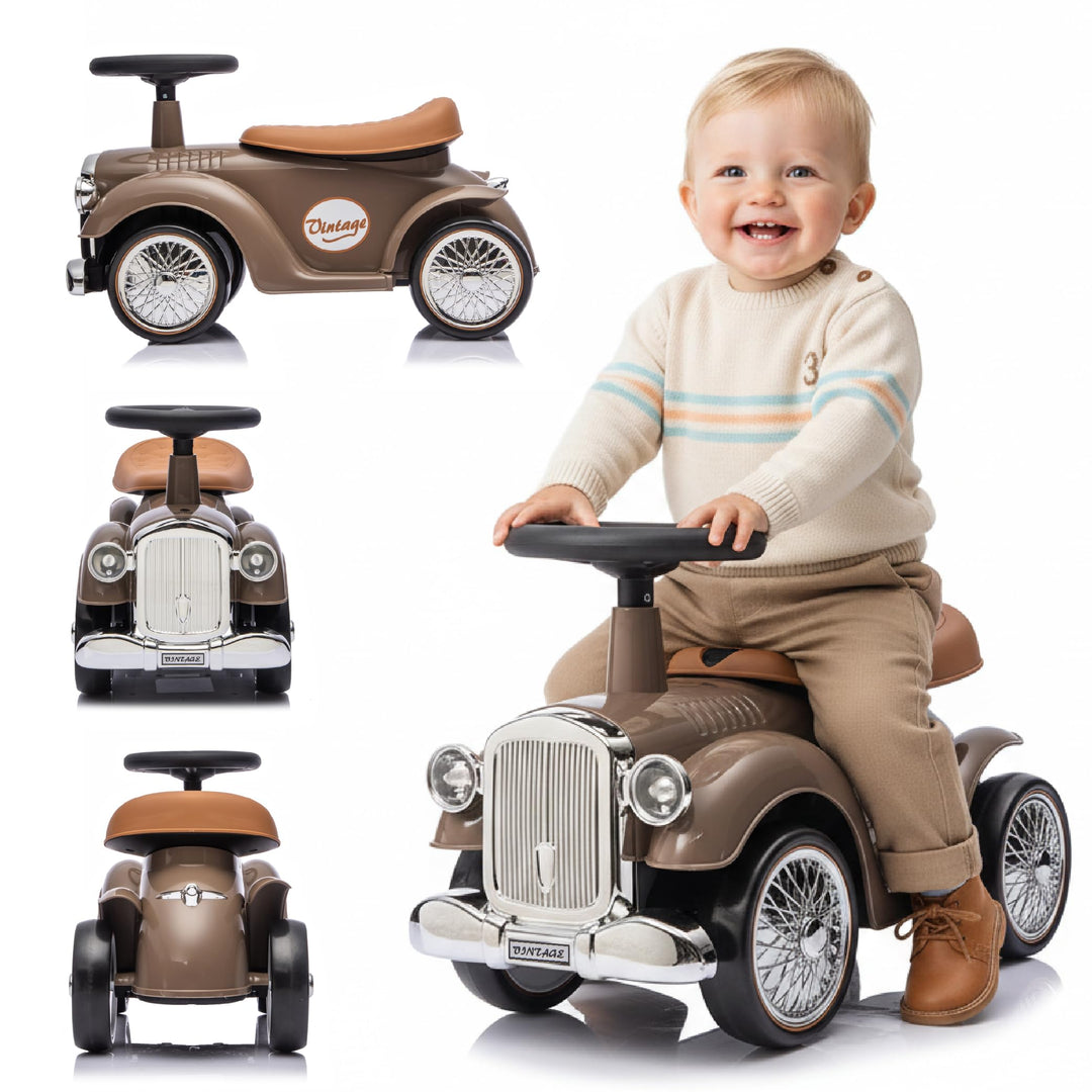 Rutschauto ab 1 Jahr Retro Classic, Rutschauto Indoor, Auto Kinder, Baby Auto, Gehhilfe mit Horn (Br