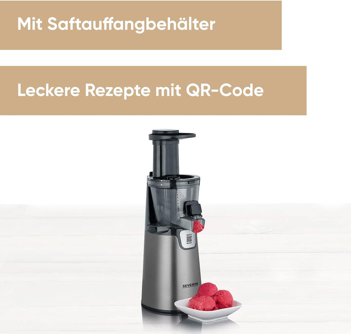 Severin Slow Juicer ES 3571 – Entsafter für Saft, Sorbet, Eis, Marmelade uvm. – elektrische Saftpres