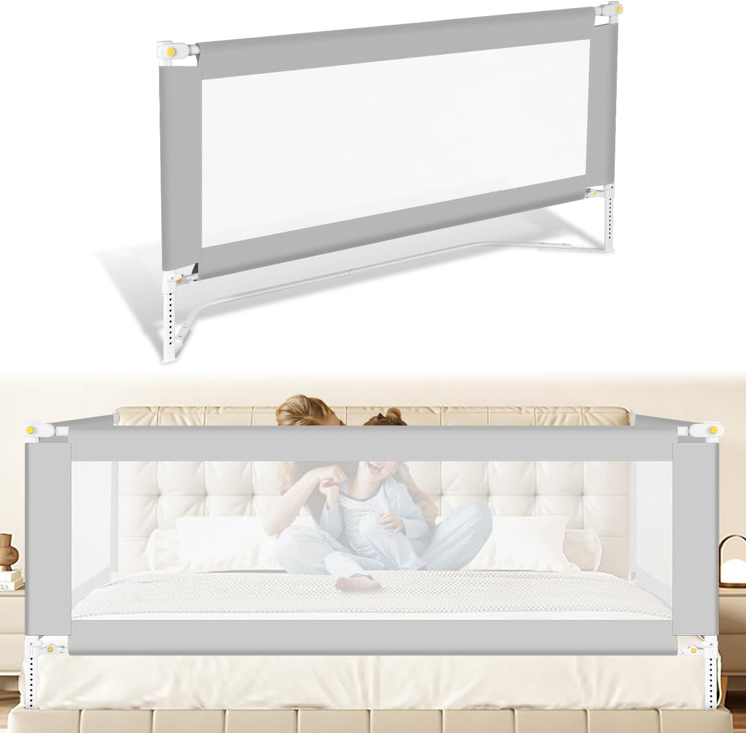 Jopassy Bettgitter 150cm Bettschutzgitter Kinderbettgitter mit U-förmiger Basis, Kinderbettschutzgit