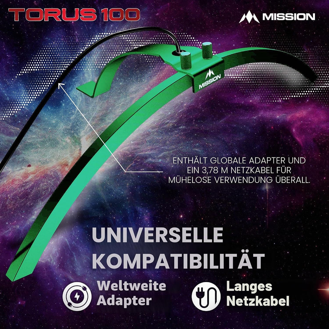 Mission Darts TOR100 Torus 100 | Dartscheibe LED klappbar tragbar Dartscheibe Reise Beleuchtungssyst