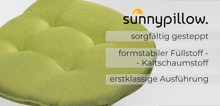 sunnypillow 4er Set Stuhlkissen 40x40 cm - Sitzkissen Stuhl 5cm dick - Sitzpolster für Stühle, Bänke