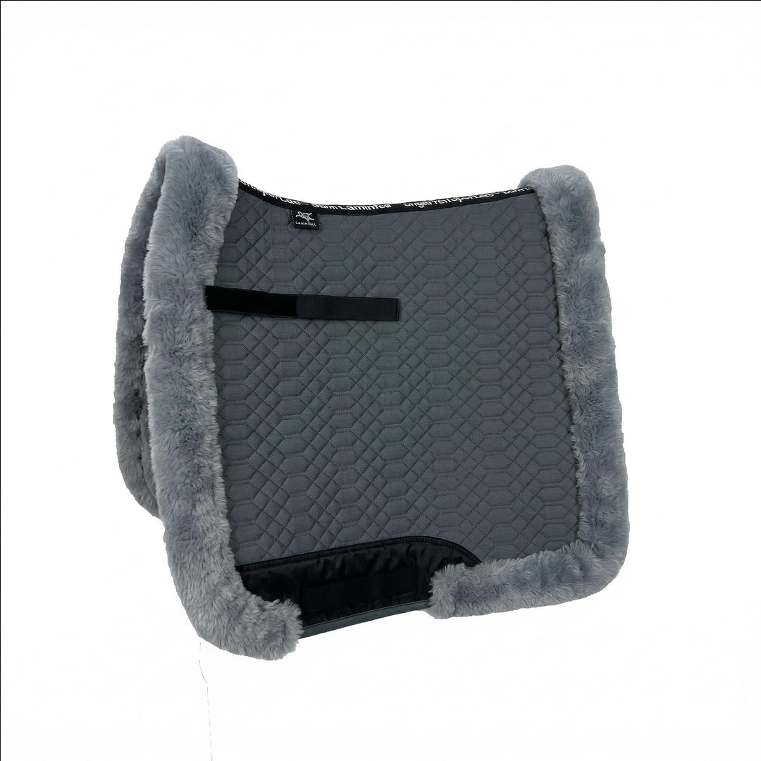 Engel Reitsport Lammfell Schabracke Fully Lined mit Fellkranz SCHABRA3-D-GRA-MED Stoff grau Fell med