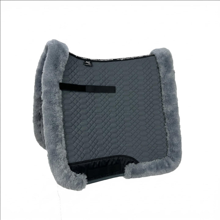 Engel Reitsport Lammfell Schabracke Fully Lined mit Fellkranz SCHABRA3-D-GRA-MED Stoff grau Fell med