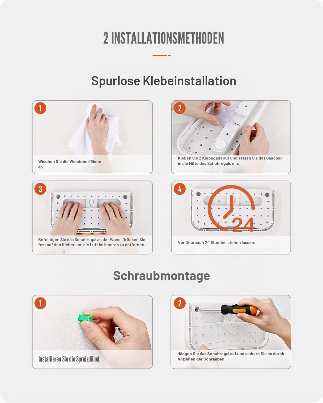 Baffect Schuhhalter faltbar Wand montiert 4 Stücke, Schuhregal Klappschuhregal Hängeregal für Schuhe