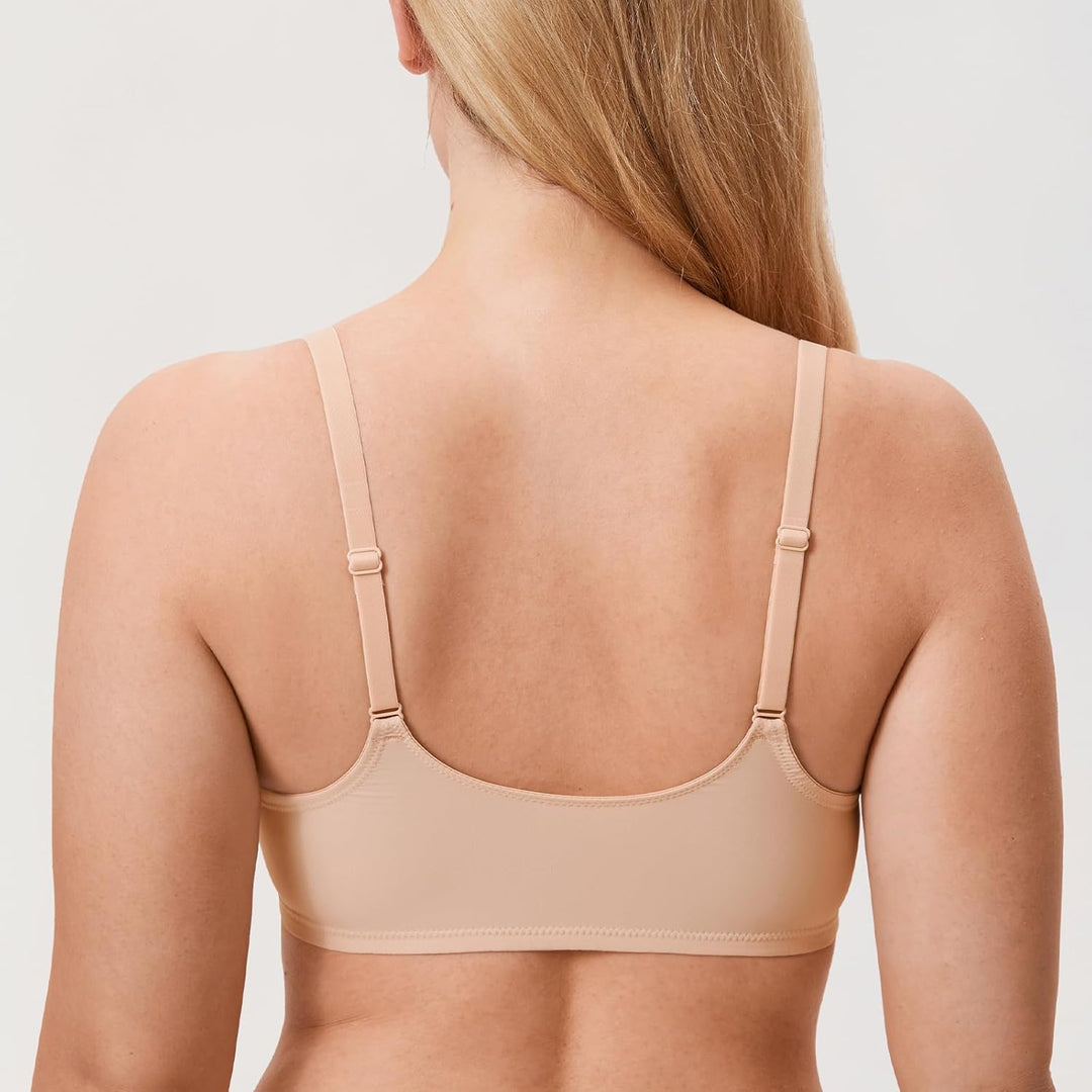 DELIMIRA Damen BH mit Vorderverschluss Nahtlose Bügel ohne Polster Vollschalen 70B Beige, 70B Beige