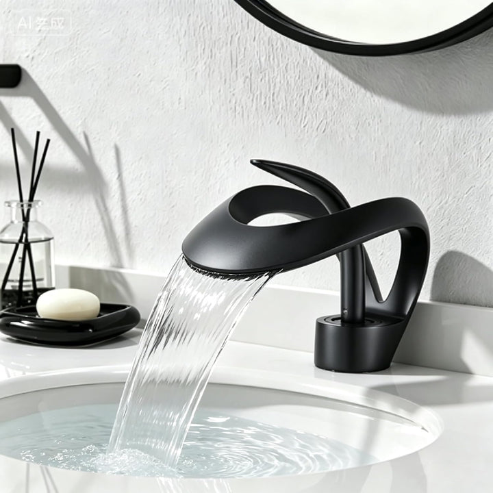 Waschtischarmatur Wasserfall Waschamatur Waschbecken Schwarz