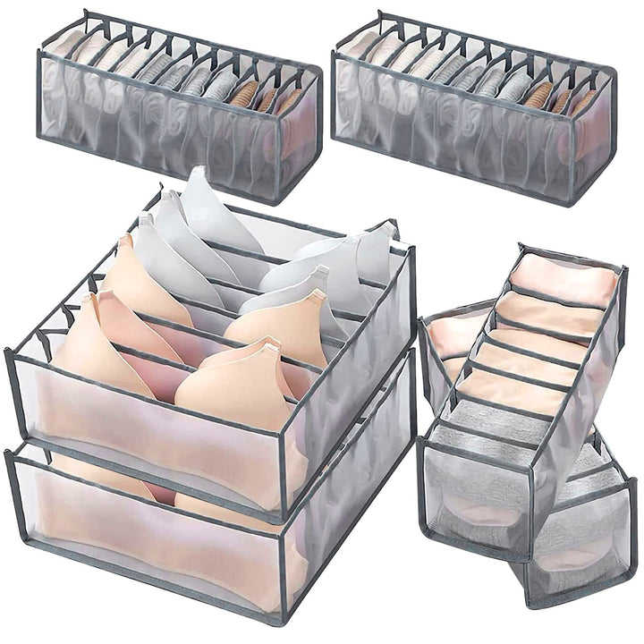 6 Stück Unterwäsche Schubladen Organizer Set, Schubladen Schrank Organizer Faltbar für Socken, Unter