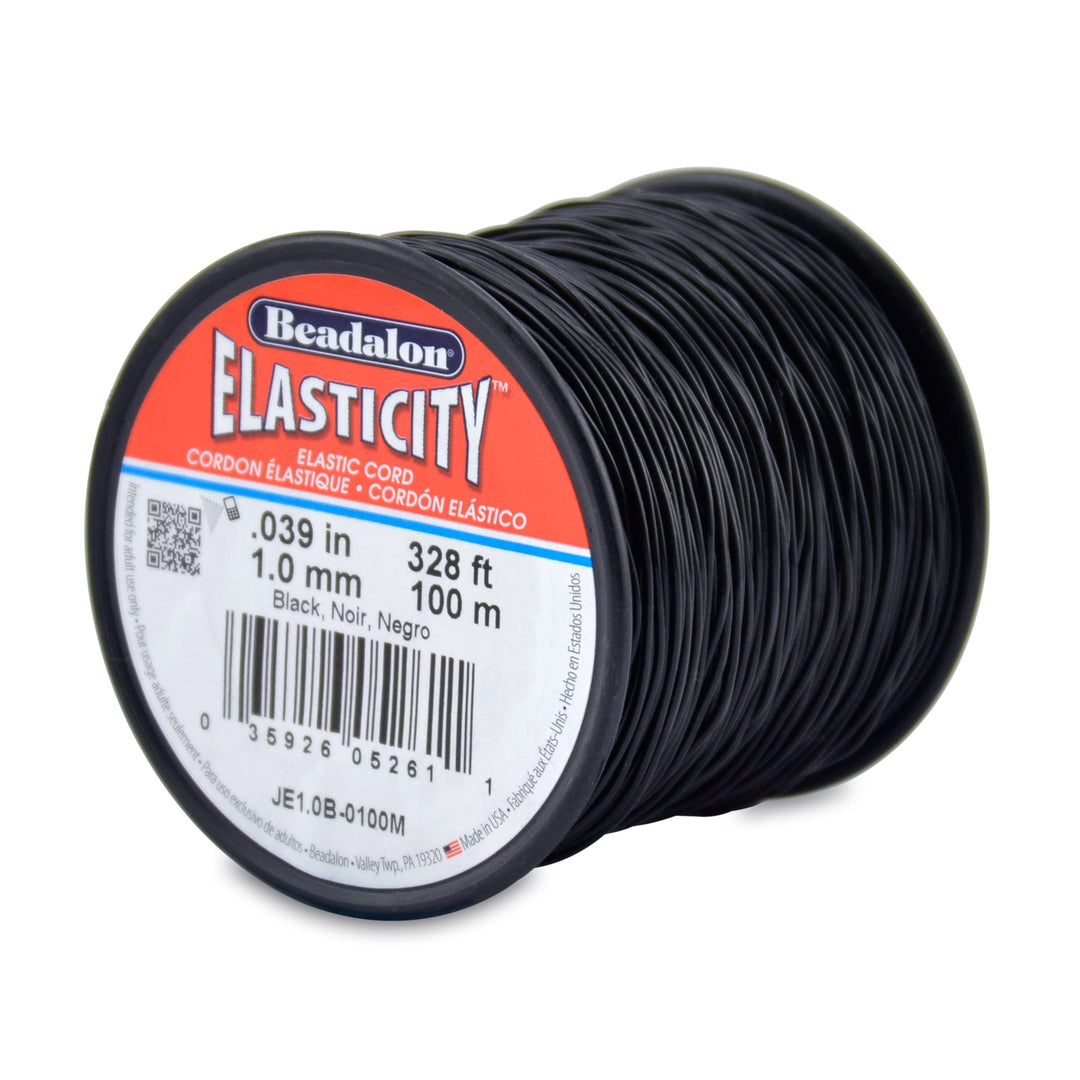 Beadalon Elastizität Perlenschnur, Gummi, Schwarz, 1 mm/100 m, 100