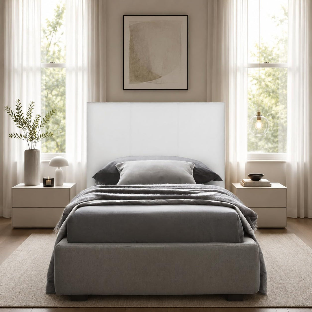 P17 | Kopfteil aus Kunstleder | 80 x 60 | gestreift | Einzelbett | (Weiss) 80 x 60 cm Eco Leather -