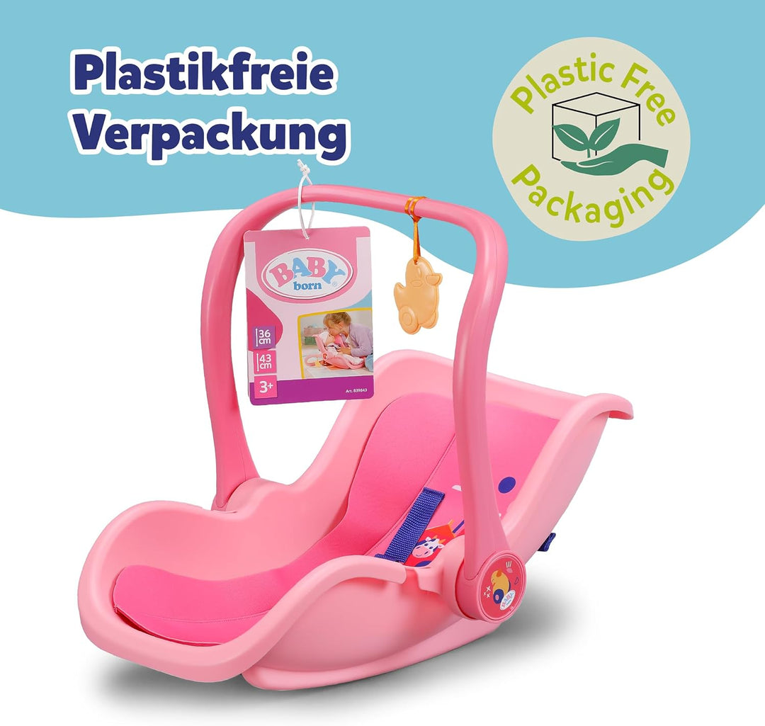 Baby Born Babyschale Pink, Puppen-Babyschale mit Tragegriff, Sicherheitsgurt und Anhänger