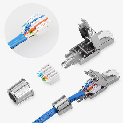 kwmobile 10x CAT 6A RJ45 Netzwerkstecker - mit Zugentlastung - geschirmt - werkzeuglos - CAT 6 LAN N