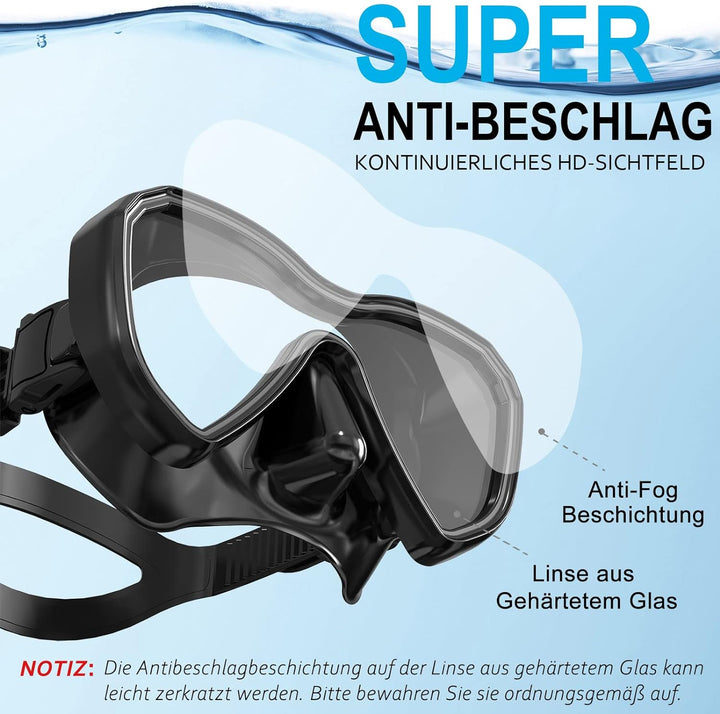 Dorlle Schnorchelset, Neu Verbesserte Panorama Schnorchelmaske, wasserdichte Tauchmaske Anti-Fog Ant