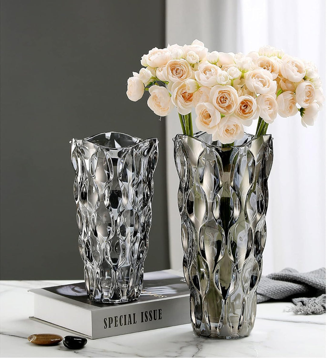 Glas Blumenvase, Moderne minimalistische Vase Nordic Glass Floral Handmade Flower Arrangement Dekora