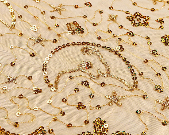 keland Damen Festlich Pailletten Umhang Schal Schultertuch Stola Tuch für Abendkleid A-gold, A-gold