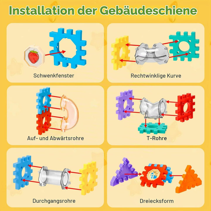 MOMSIV Murmelbahn 246pcs, Murmelbahn-Spielzeug für Kinder mit Plastikmurmeln und Aufbewahrungstasche