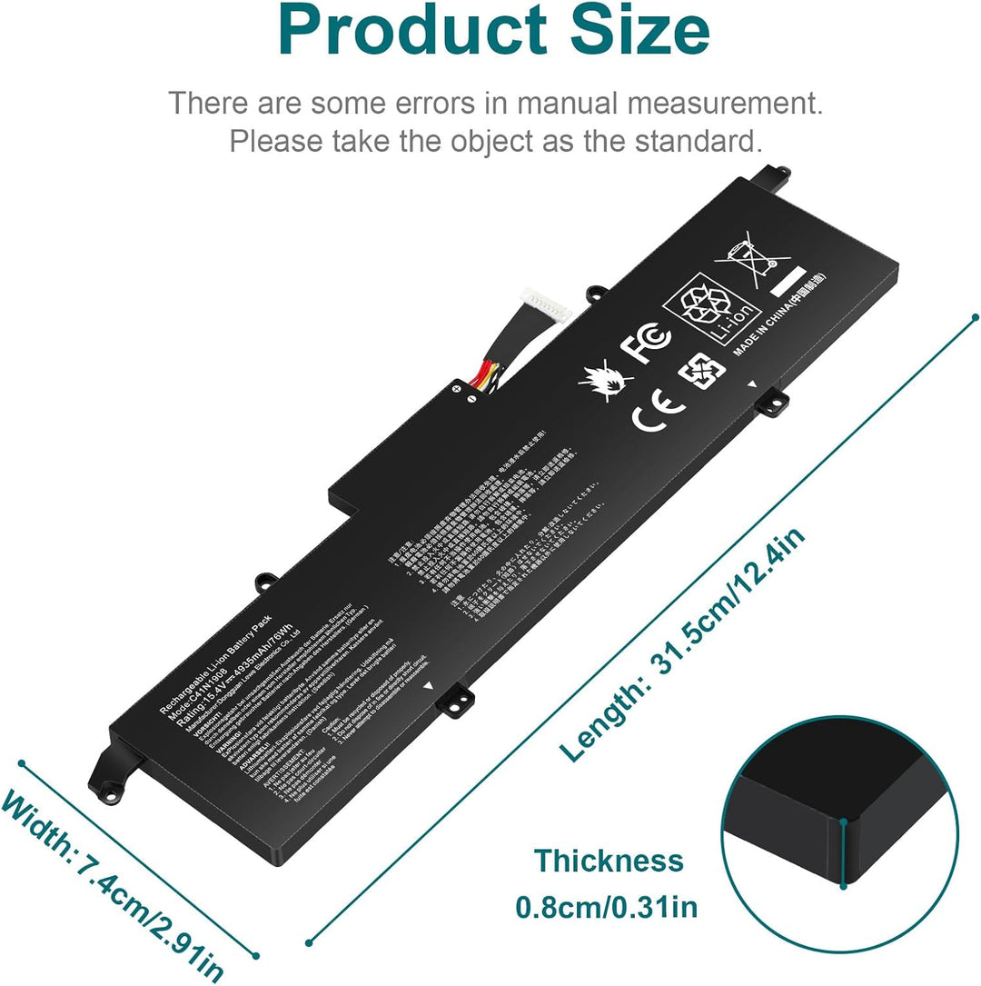 ASUNCELL 15.4V/76Wh C41N1908 Laptop Akku für ASUS Rog Zephyrus G14 GA401II PX401IV-BM166R PX401IV GA