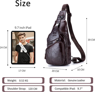 VARLIVOO Retro Herren Sling Bag Crossbody Bag Umhängetaschen Schultertasche Outdoor Sportarten Wande