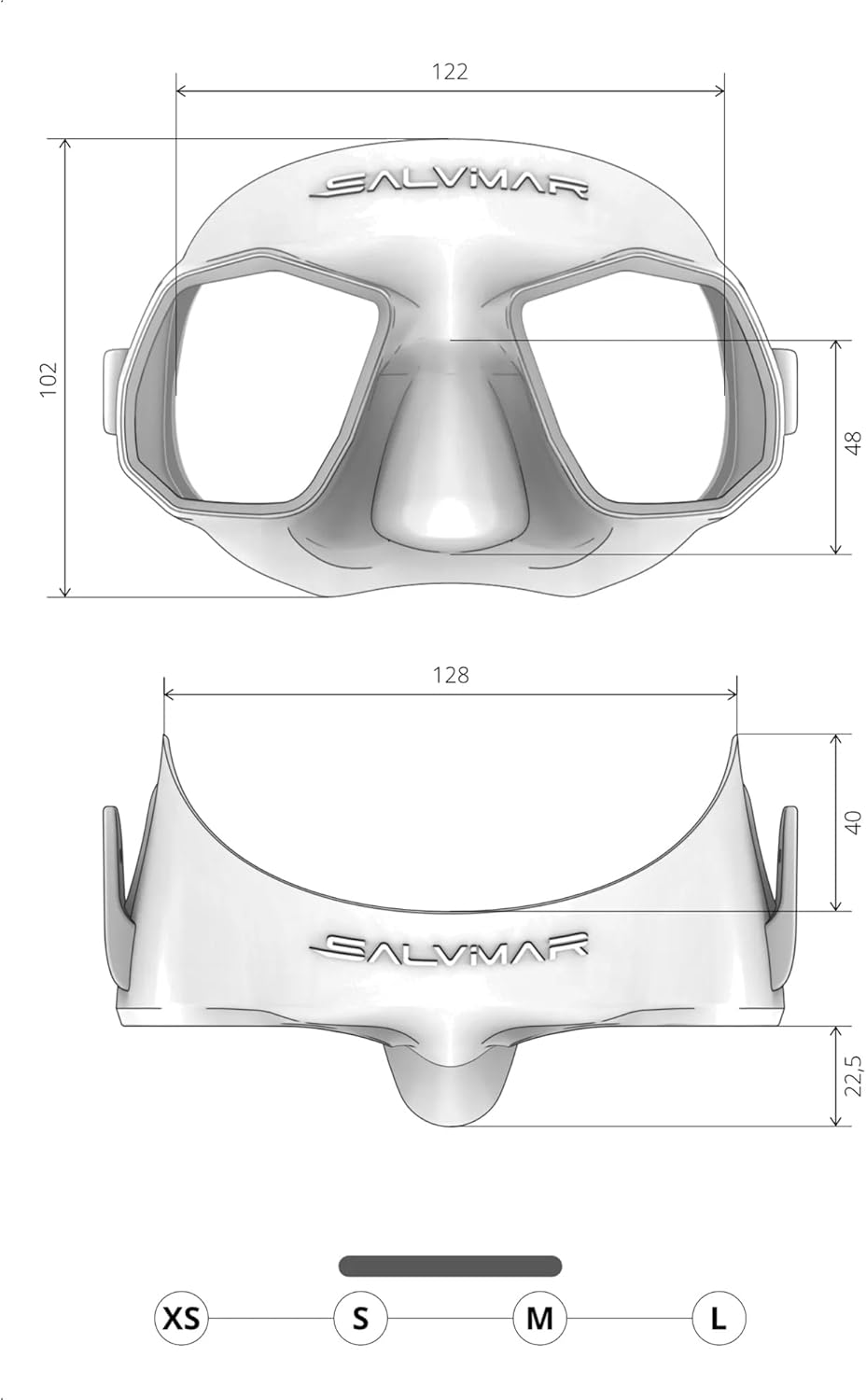SALVIMAR Fly Maske adulto Schwarz, adulto Schwarz