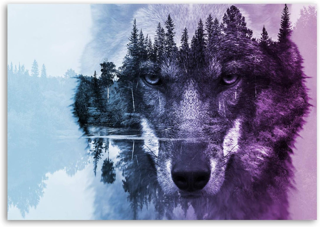 Feeby Bilder Tiere Wolf Natur 60x40 cm Wohnzimmer Schlafzimmer Büro Flur Küche Wandbilder Modern Bil