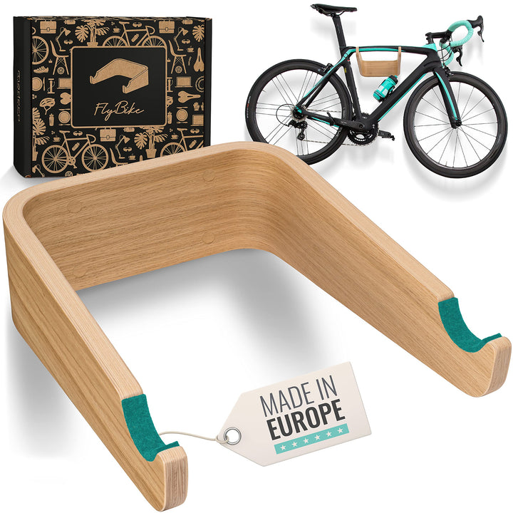 Fahrrad Wandhalterung Holz - FlyBike M Eiche - Design Fahrradhalterung Wand Aufhängung für Wohnung -