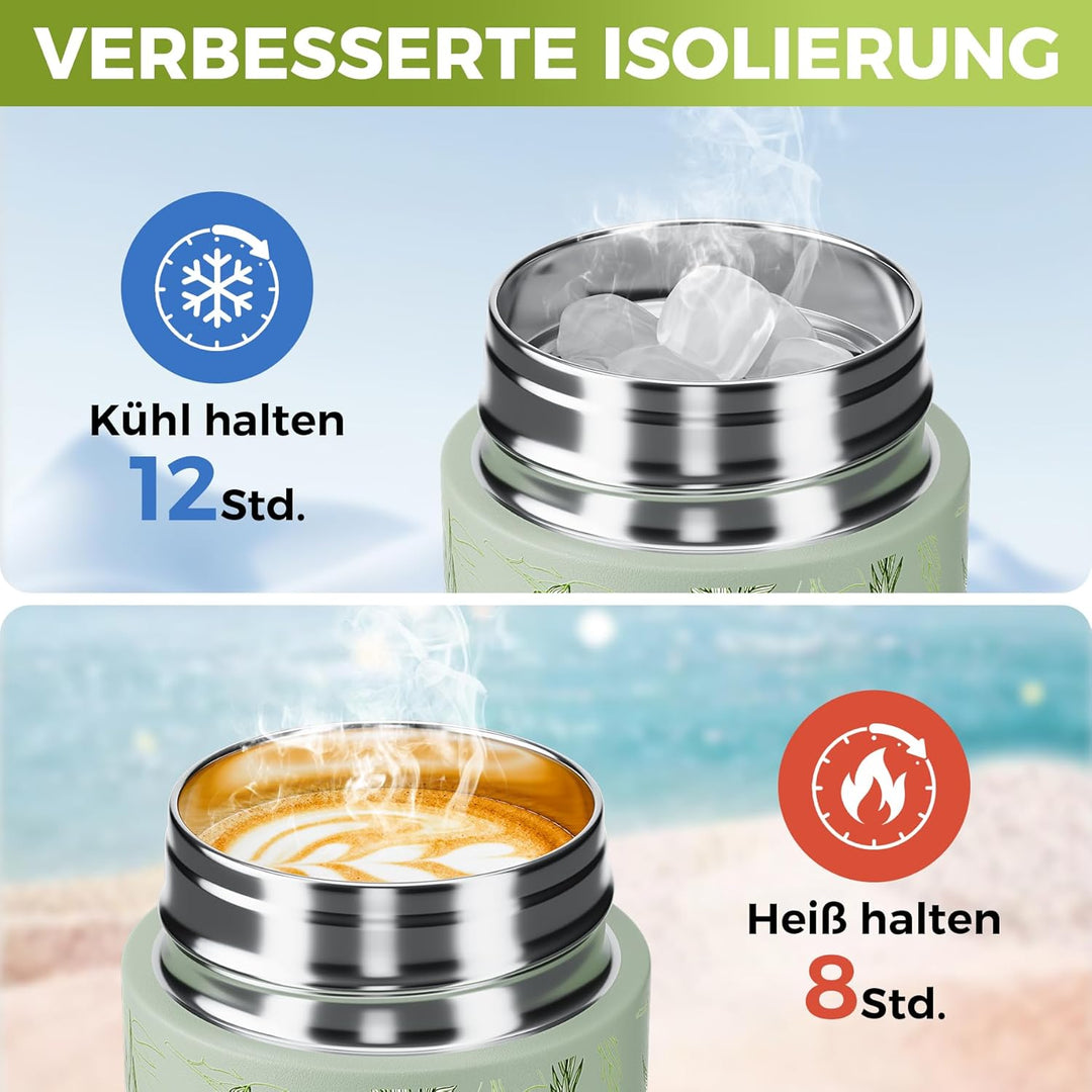 Mini Thermosflasche 250ml mit Edelstahl-Deckel, Trinkflasche Klein Doppelwandige Vakuum–Ultra-Kompak