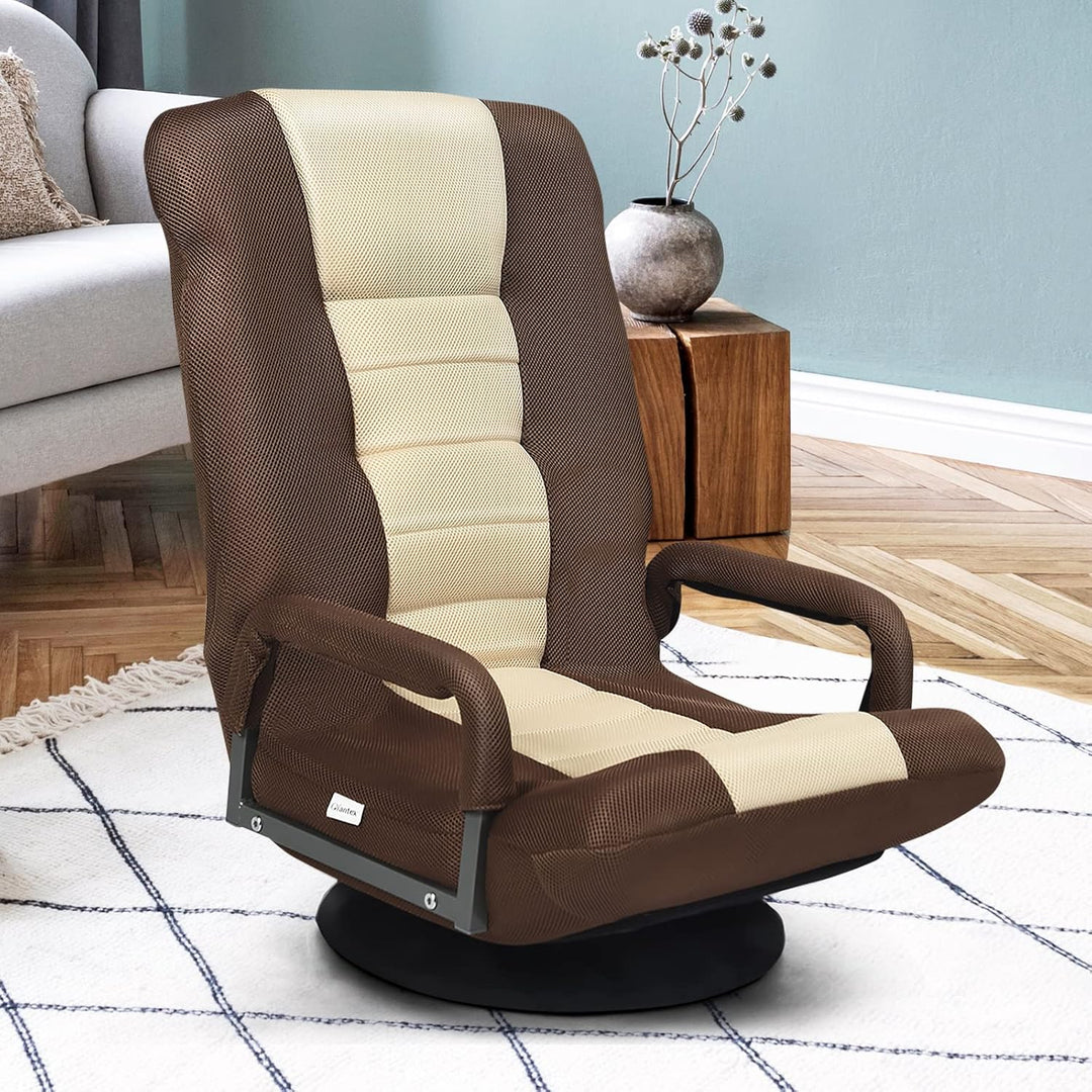 RELAX4LIFE Bodenstuhl Klappbar, Bodensessel mit 7-Fach Verstellbarer Rückenlehne &amp; 360° drehbarem So